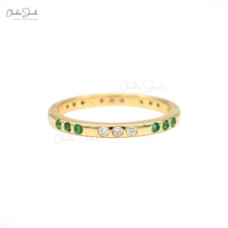 Beautiful Natural Emerald Diamond Stackable Ring for everyday wear