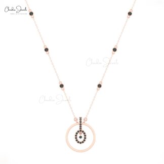 Bezel Set Eternity Necklace In 14k Pure Gold Black Diamond Halo Unique Necklaces For Her