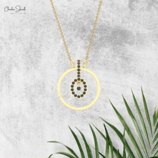 Bezel Set Eternity Necklace In 14k Pure Gold Black Diamond Halo Unique Necklaces For Her
