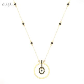 Bezel Set Eternity Necklace In 14k Pure Gold Black Diamond Halo Unique Necklaces For Her