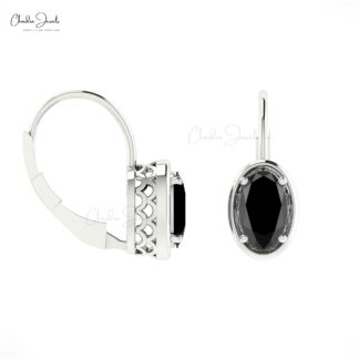 Authentic Black Diamond Dangle Earrings 14k Solid Gold April Birthstone Lever back Earring