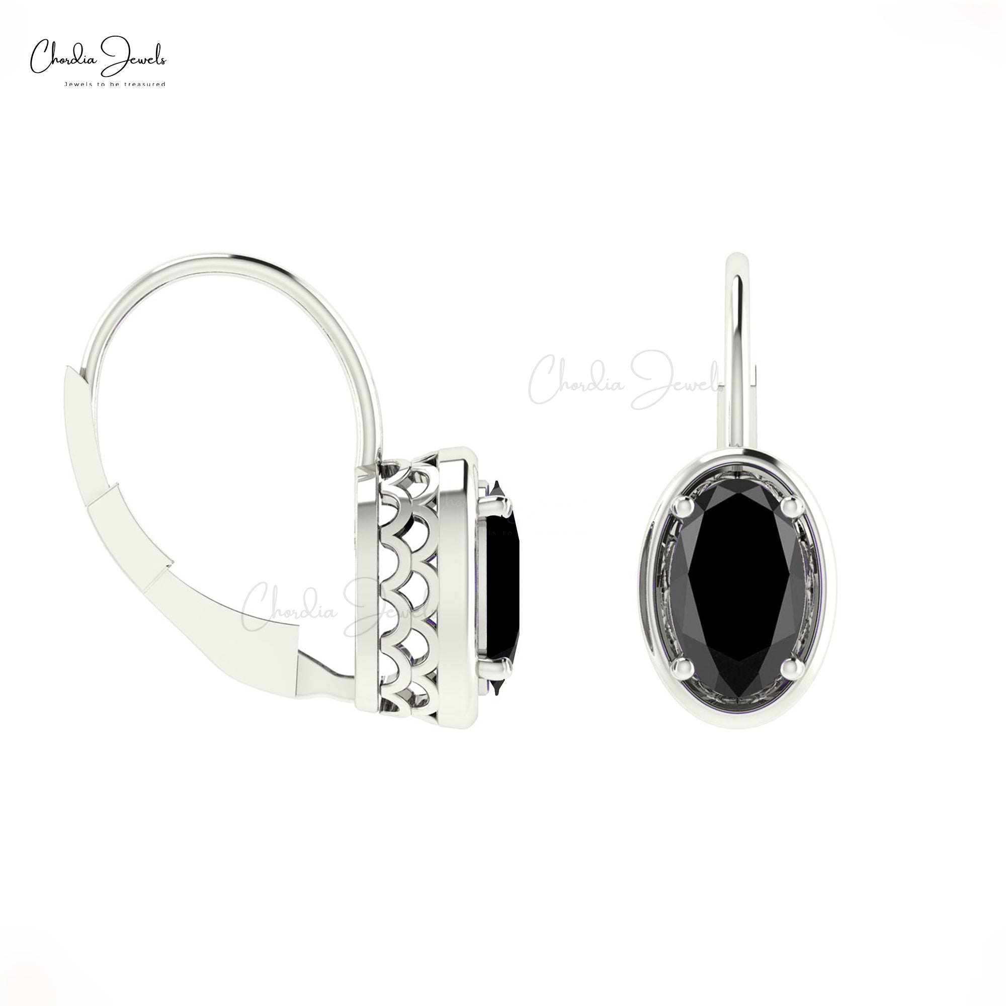 Authentic Black Diamond Dangle Earrings 14k Solid Gold April Birthstone Lever back Earring