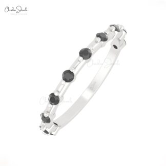Dainty Stacking Promise Ring In 14k Solid Gold Black Diamond Hallmarked Rings For Her