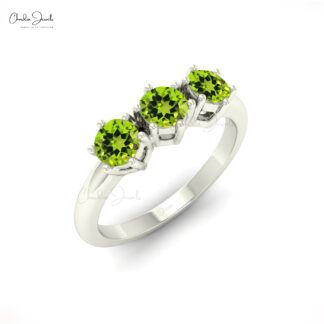 Dazzling Peridot 0.75Ct Gemstone Ring 14k Solid Gold Prong Set Hallmark Jewelry For Promise Gift