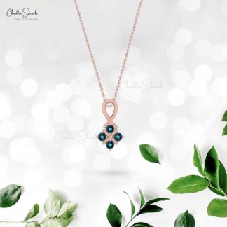 Twisted London Blue Topaz Pendant in 14k Solid Gold Minimalist Round-Cut Birthstone Jewelry