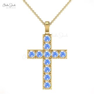 Natural Rainbow Moonstone Gemstones Accented in 14k Solid Gold Religious Pendant