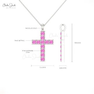 Jesus Prayer Locket In Real 14k Gold Pink Sapphire 0.55 Ct Gemstone Cross Pendant