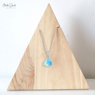 Natural Ethiopian Opal 0.51Ct Trillion Cut Gemstone 14k Solid Gold Handcrafted Pendant