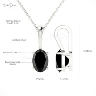 Natural Black Diamond 0.72Ct Solitaire Handcrafted Charm Pendant 14k Solid Gold Jewelry