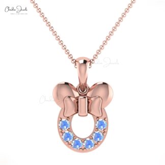 Genuine Round Rainbow Moonstone 0.2Ct Kids Pendant 14k Solid Gold Minimalist Jewelry For Her