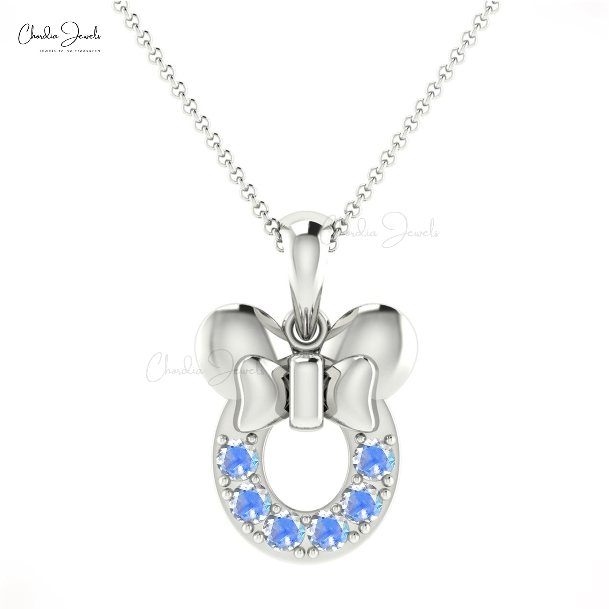 Genuine Round Rainbow Moonstone 0.2Ct Kids Pendant 14k Solid Gold Minimalist Jewelry For Her