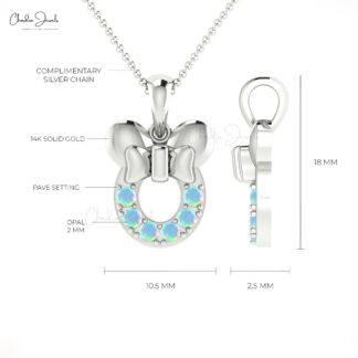 Natural Ethiopian Opal 0.18Ct Round Cut Mickey Mouse Pendant 14k Real Gold Gemstone Jewelry