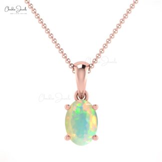 Solitaire Wedding Charm in 0.28 Ct Fire Opal Gemstone 14k Solid Gold Dangle Pendant