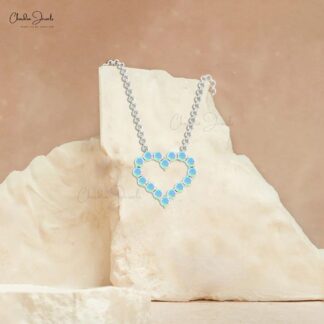 Delicate Heart Shape Necklace In 14k Solid Gold Fire Opal 2mm Gemstone Handmade Necklace