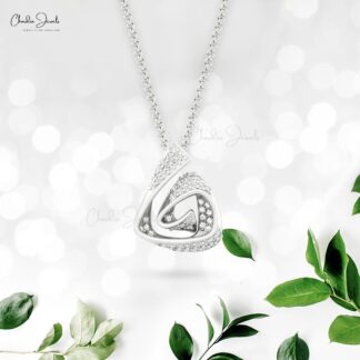 Dainty Hidden Bail Unique Pendant In 14k Pure Gold G-H Diamond Cluster Fine Jewelry