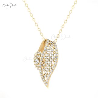 Natural White Diamond Cluster Pendant In 14k Pure Gold Minimalist Fine Jewelry For Mom