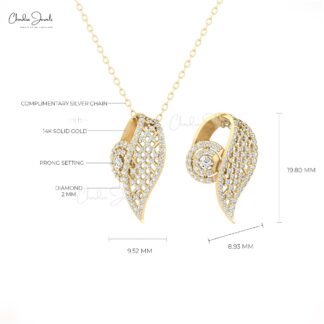 Natural White Diamond Cluster Pendant In 14k Pure Gold Minimalist Fine Jewelry For Mom
