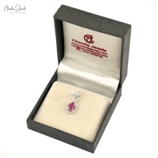 Infinity Art Deco Style Pendant In 14k Yellow Gold Burma Ruby Halo Diamond Bridal Necklace