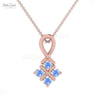 Twisted Handmade Pendant In 14k Real Gold Rainbow Moonstone Cluster Women Necklaces