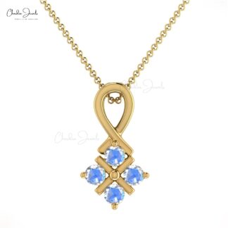 Twisted Handmade Pendant In 14k Real Gold Rainbow Moonstone Cluster Women Necklaces