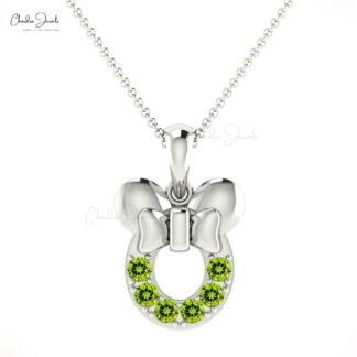 Exquisite Cartoon Dainty Disney Pendant Necklace Pendant Authentic Green Peridot Mickey Mouse Pendant in 14k Solid Gold Birthday Gift For Daughter