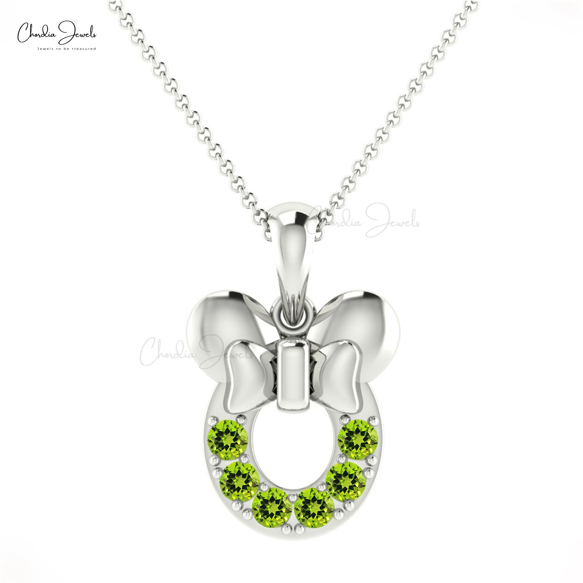Exquisite Cartoon Dainty Disney Pendant Necklace Pendant Authentic Green Peridot Mickey Mouse Pendant in 14k Solid Gold Birthday Gift For Daughter