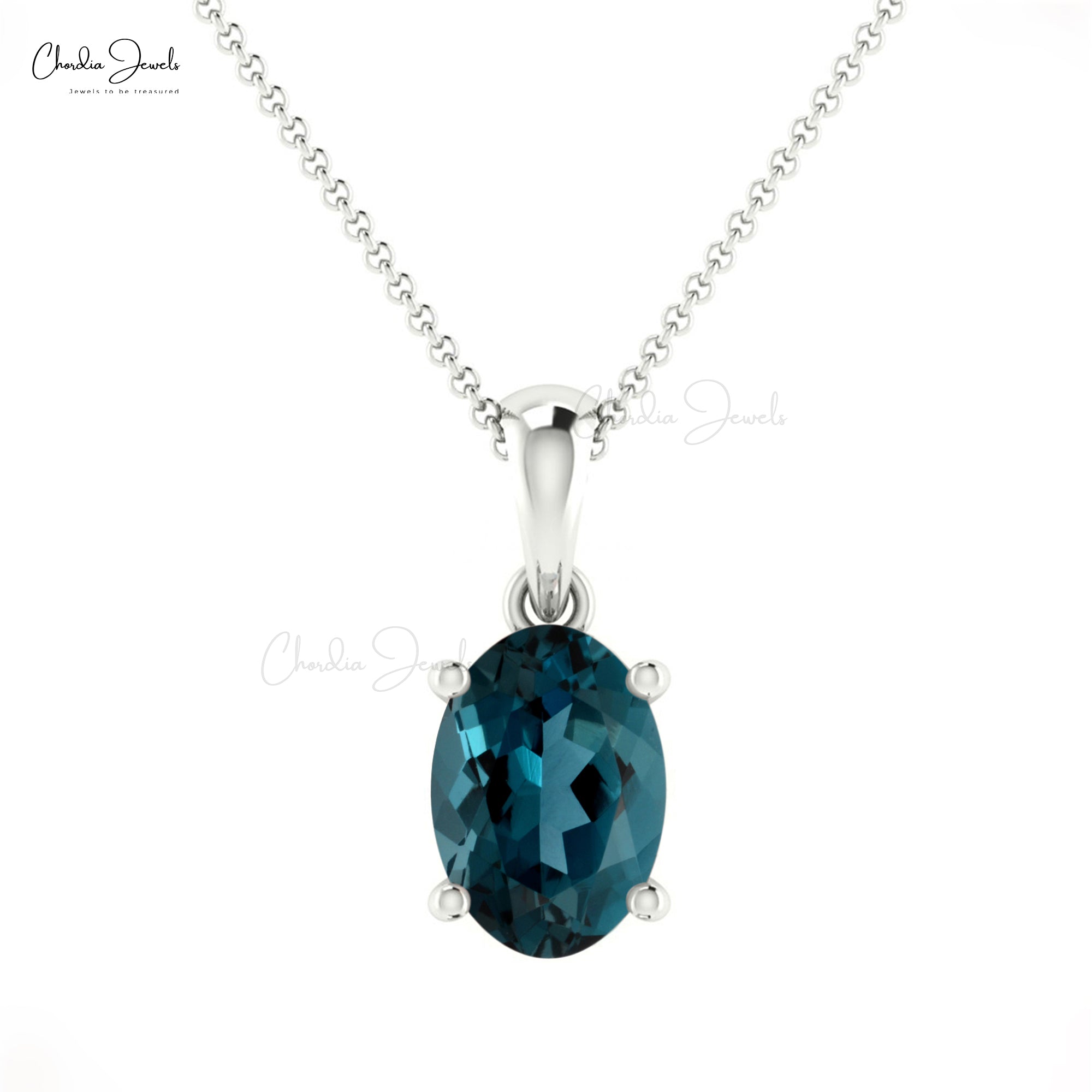 Gemstone Dangle Charm in Solid 14k Gold London Blue Topaz Solitaire Women Pendant
