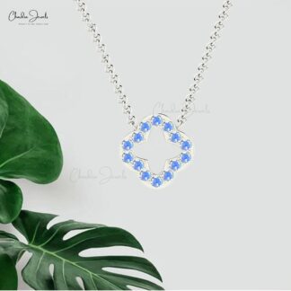 Pure 14k Gold Clover Chain Necklace With 0.70 Ct Rainbow Moonstone Proposal Necklaces