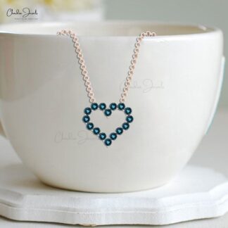 Genuine London Blue Topaz Heart Necklace In 14k Solid Gold Gemstone Minimal Jewelry