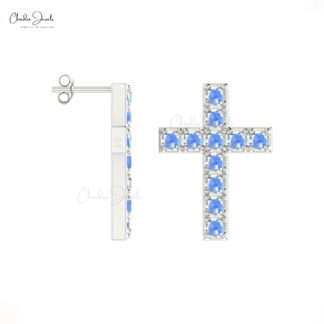 Genuine Moonstone Religious Studs In 14k Real Gold Gemstone Push Back Earrings