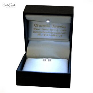 Real 14k White Gold Solitaire Studs With 0.15 Ct G-H Diamond Push Back Earrings For Mom