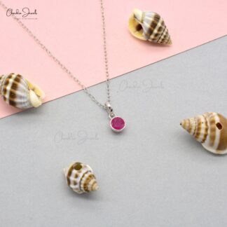 Natural Burma Ruby Bezel Set Pendant In 14k White Gold Solitaire Handmade Jewelry