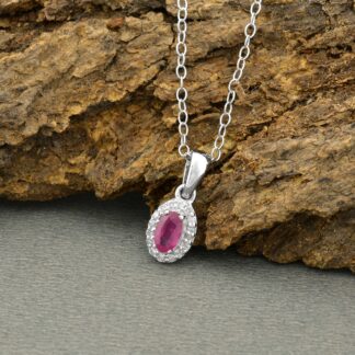 Minimalist Natural Diamond Halo Pendant 14k Real White Gold Dainty Necklace Pendant Genuine Red Ruby Gemstone Jewelry Bridesmaid Gift