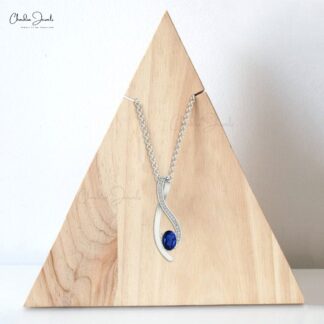 Dual Birthstone Overlay Charm In 14k Solid Gold Blue Sapphire And Diamond Pendant