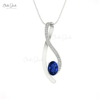 Dual Birthstone Overlay Charm In 14k Solid Gold Blue Sapphire And Diamond Pendant