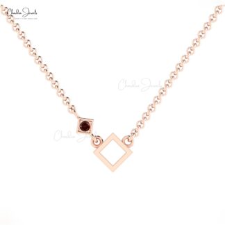 Solid 14k Gold Solitaire Pendant with 2.5mm Red Garnet January Birthstone Dainty Necklace