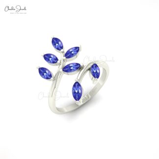 AAA Tanzanite 7 Stone Ring With 5x2.5mm Marquise Cut Prong Set In 14k Real Gold Ring