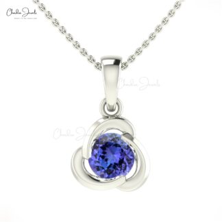 Dangle Gemstone Charm In 14k Real Gold Tanzanite December Birthstone Solitaire Pendant