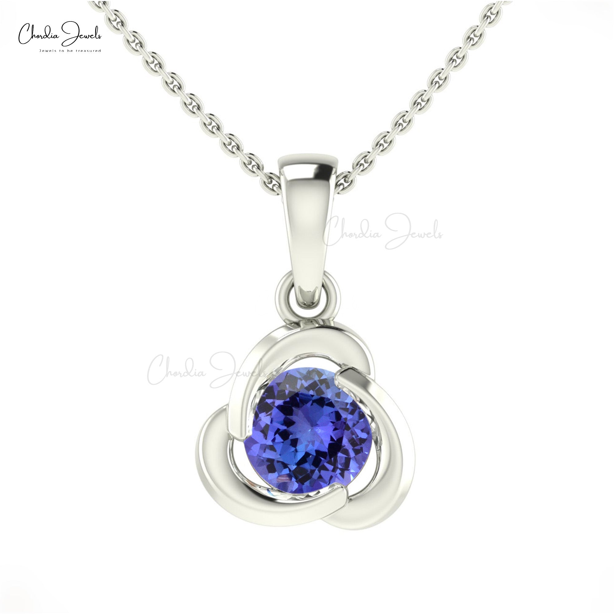 Dangle Gemstone Charm In 14k Real Gold Tanzanite December Birthstone Solitaire Pendant