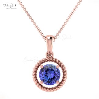 Beautiful Tanzanite Spiral Pendant in 14K white gold for women