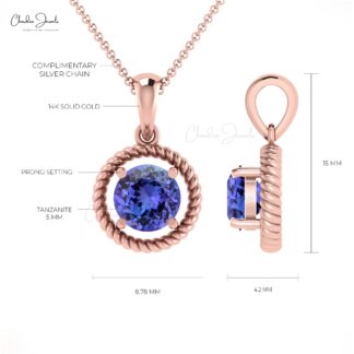 Luxury Tanzanite Spiral Pendant in solid 14K white gold