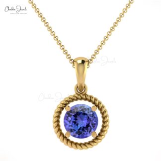 Solitaire Tanzanite Spiral Pendant featuring a 5mm gemstone