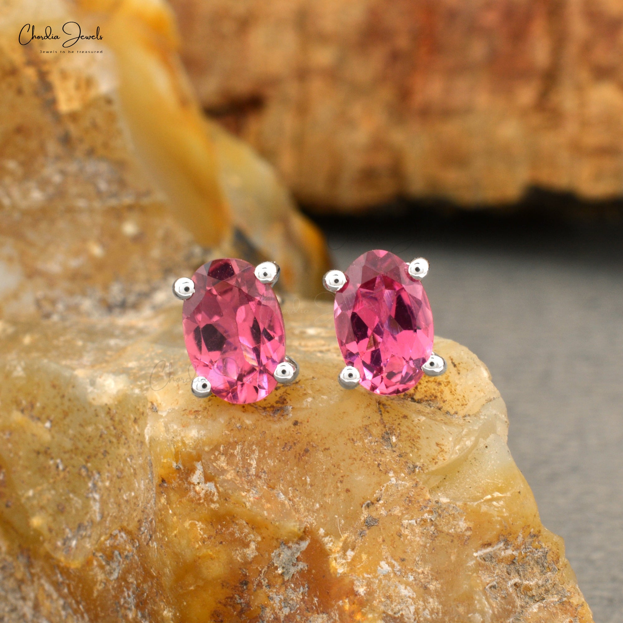 Delicate Pink Tourmaline 6x4mm Oval Solitaire Earrings Genuine 14k Real Gold Push Back Minimalist Studs For Bridesmaid Gift