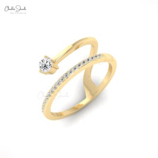 Brilliant Cut Shooting Star Ring In 14k Solid Gold White Diamond Dainty Women Ring