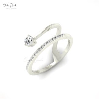 Brilliant Cut Shooting Star Ring In 14k Solid Gold White Diamond Dainty Women Ring