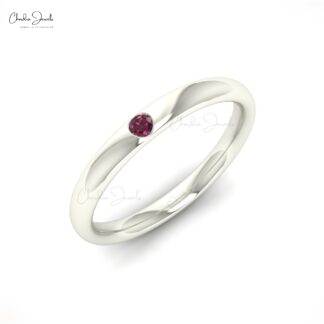 AAA Rhodolite Garnet Solitaire Ring In Pure 14k Gold January Birthstone Ring (Size US5-11)