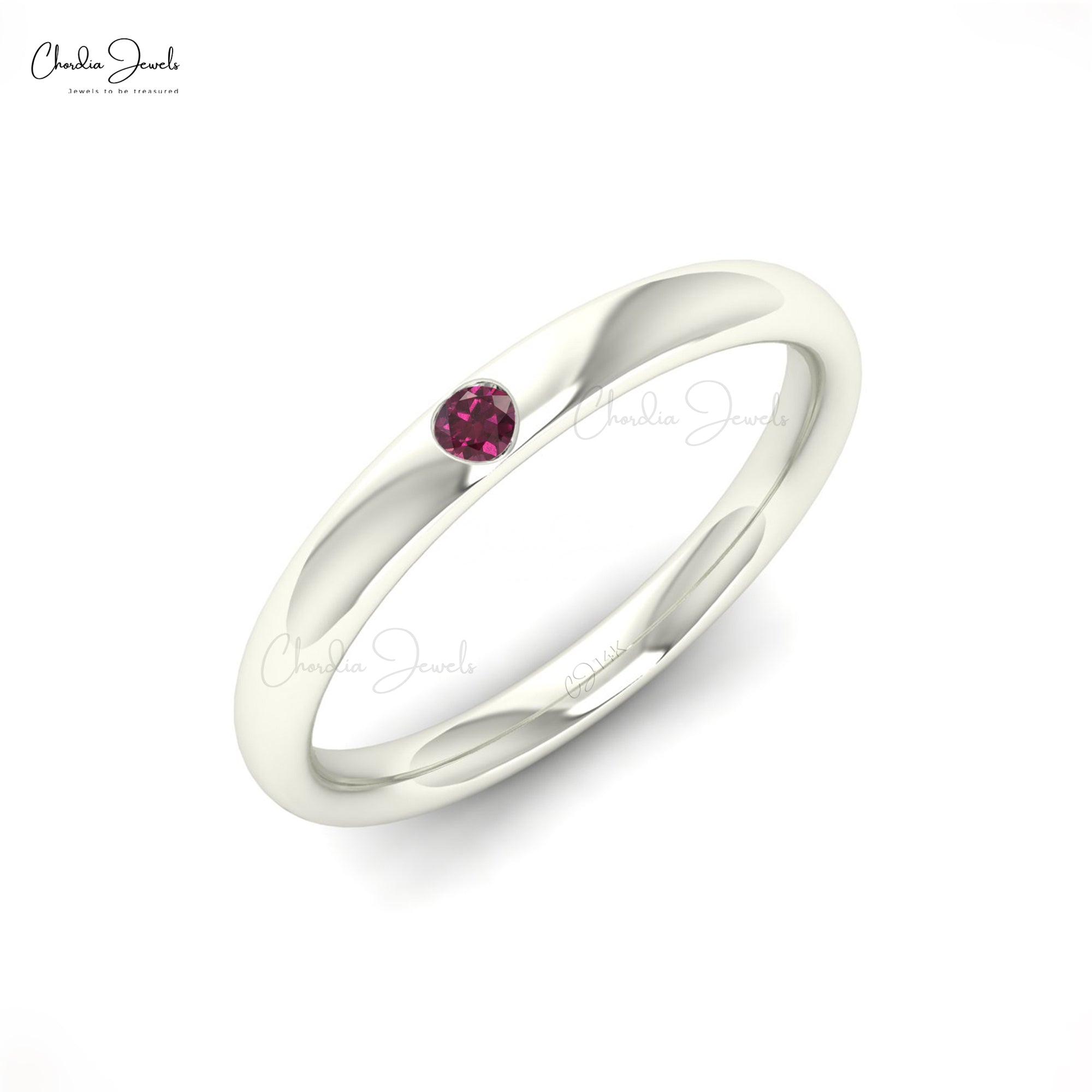 AAA Rhodolite Garnet Solitaire Ring In Pure 14k Gold January Birthstone Ring (Size US5-11)