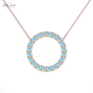 Brilliant Cut Eternity Karma Necklace In 14k Real Gold Fire Opal 2mm Gemstone Necklace
