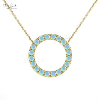 Brilliant Cut Eternity Karma Necklace In 14k Real Gold Fire Opal 2mm Gemstone Necklace