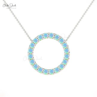 Brilliant Cut Eternity Karma Necklace In 14k Real Gold Fire Opal 2mm Gemstone Necklace